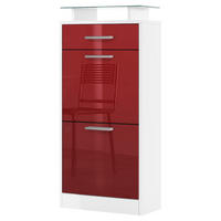 SCHUHSCHRANK Loret Front in Bordeaux Hochglanz - Bordeaux, Holzwerkstoff (46/104/23cm) - Vladon
