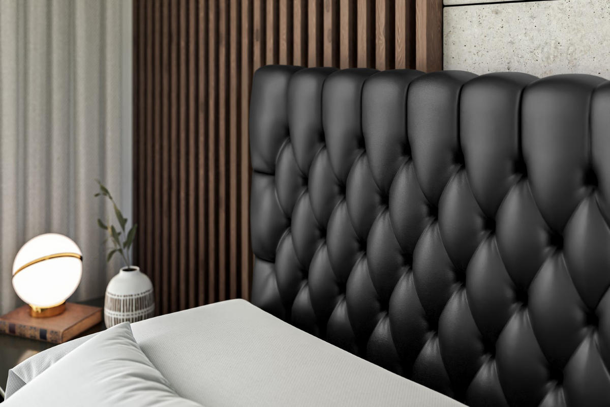 BOXBETT SERENE - 120x200 Schwarz Hochglanz - Schwarz Hochglanz, Holzwerkstoff (120/200cm) - ALTDECOR