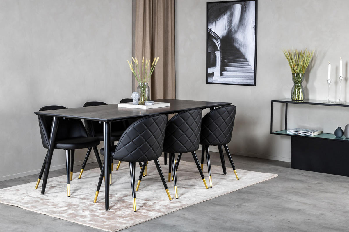 TISCHGRUPPE Schwarz - Schwarz, Holzwerkstoff (90/75/180cm) - ebuy24