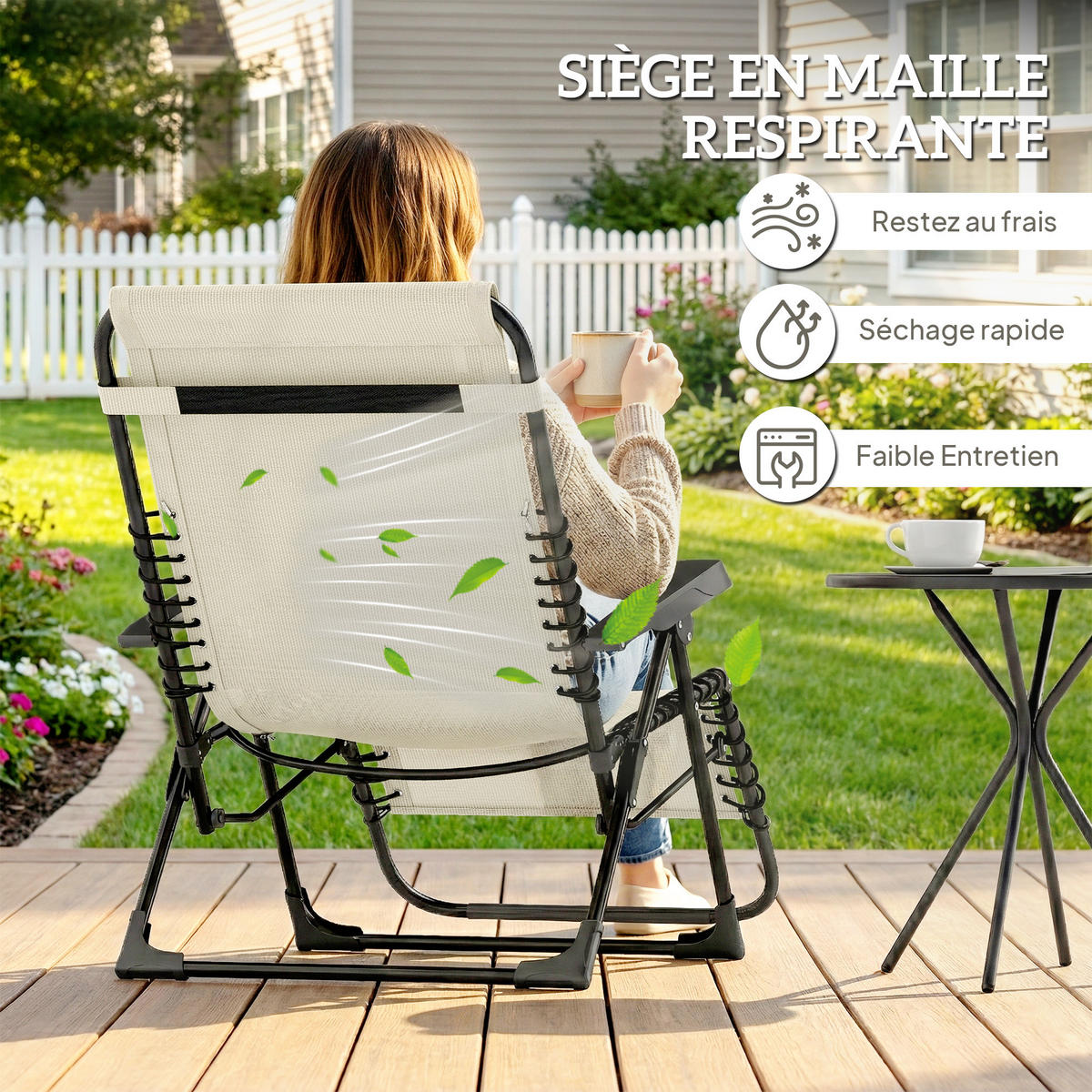 SONNENLIEGE DE-15701 2er-Set mit verstellbarer Rückenlehne Beige - Beige, Metall (65/112/90cm) - ComfortXL