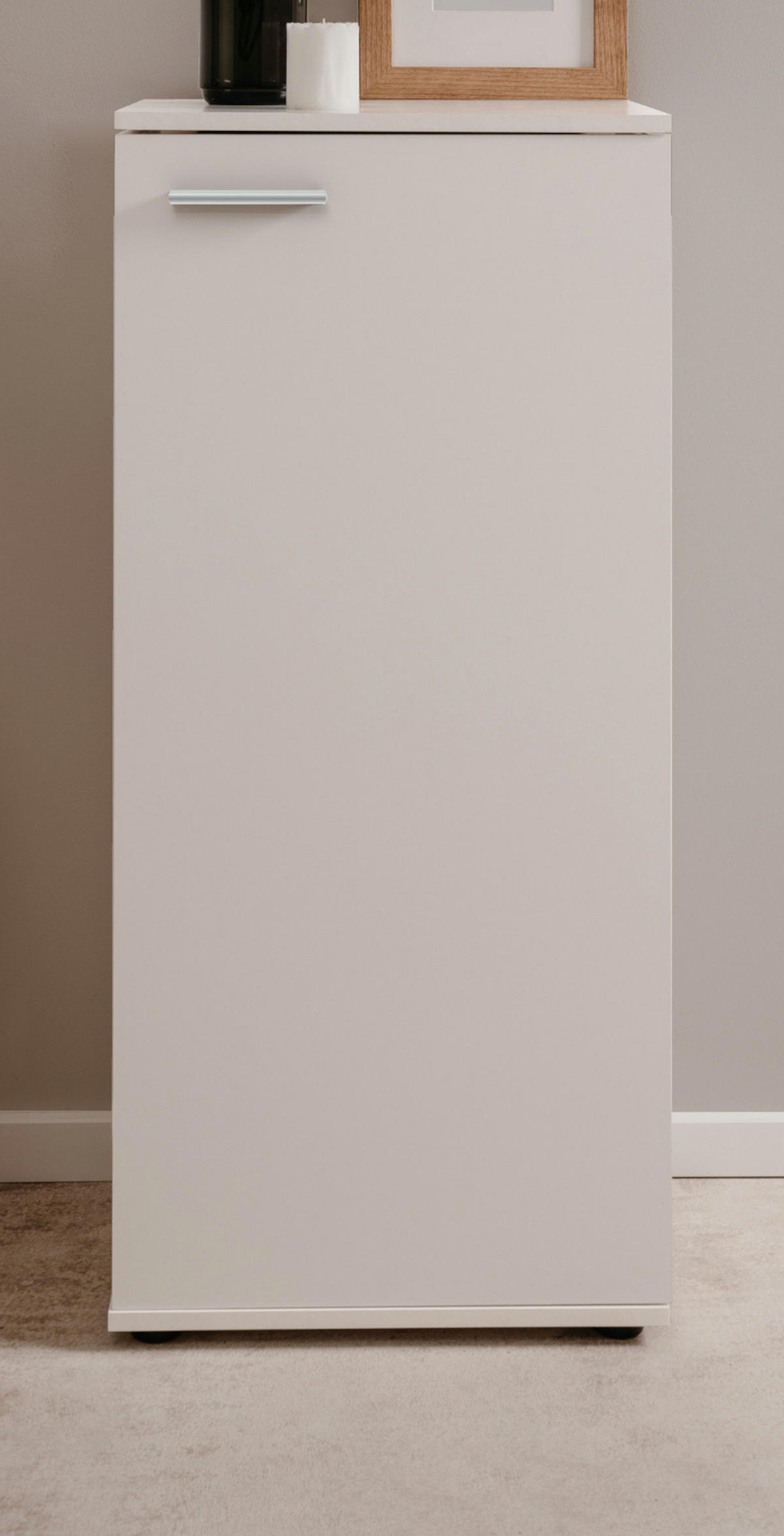 SCHUHSCHRANK weiß 50 cm, Schuhkommode aufklappbar für 12 Paar Schuhe - Silberfarben/Schwarz, Holzwerkstoff/Kunststoff (50/110/34cm) - Furn.Design