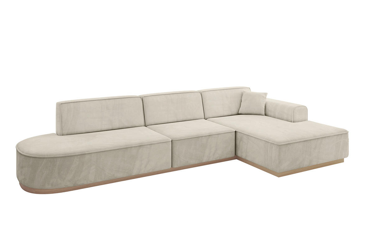 ECKSOFA Ottomane Rechts IREA-L2 - 328x171x83 cm Dunkelgrau - Ecru, Holzwerkstoff/Textil (171/328cm) - ALTDECOR