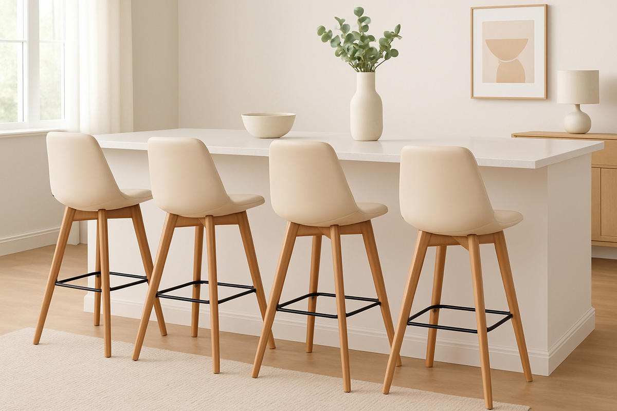 BARHOCKER 2er Set Meta Kunstleder natura creme - Creme, Kunststoff (48/112/56cm) - TPFLiving