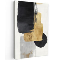 LEINWANDBILD Gold - Rechtecke - Kreise - Abstrakt Deko XXL 80x120 cm - Weiß, Textil (80/120cm) - MuchoWow