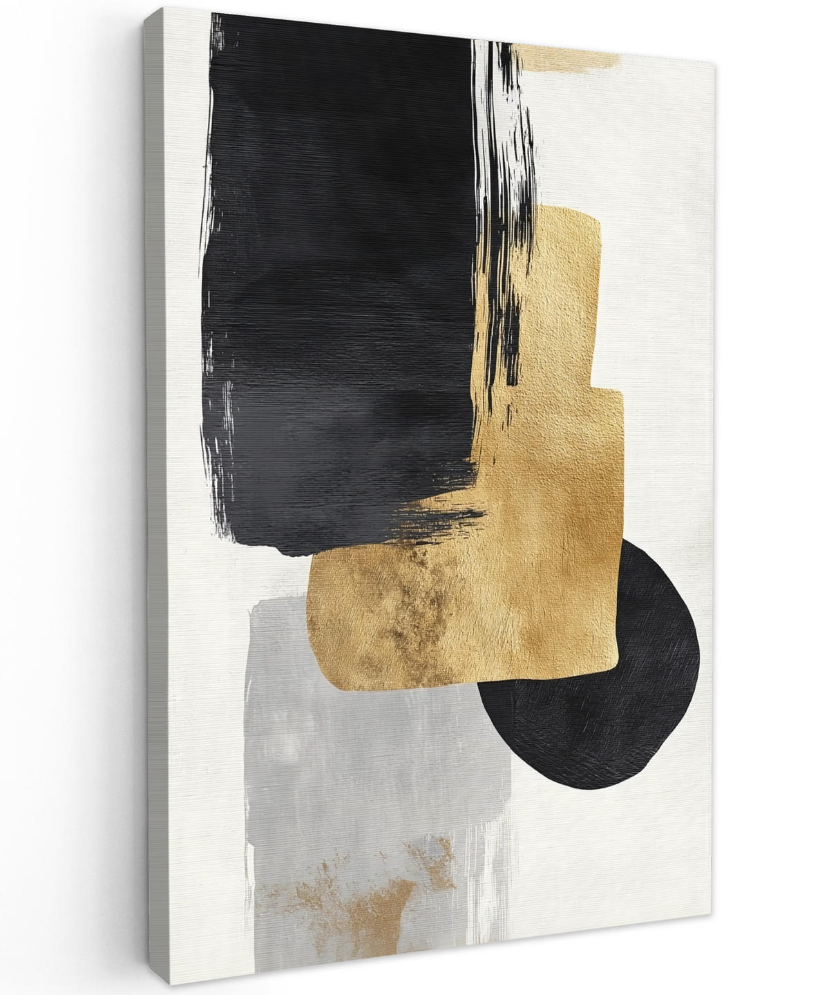 LEINWANDBILD Gold - Rechtecke - Kreise - Abstrakt Deko XXL 80x120 cm - Weiß, Textil (80/120cm) - MuchoWow