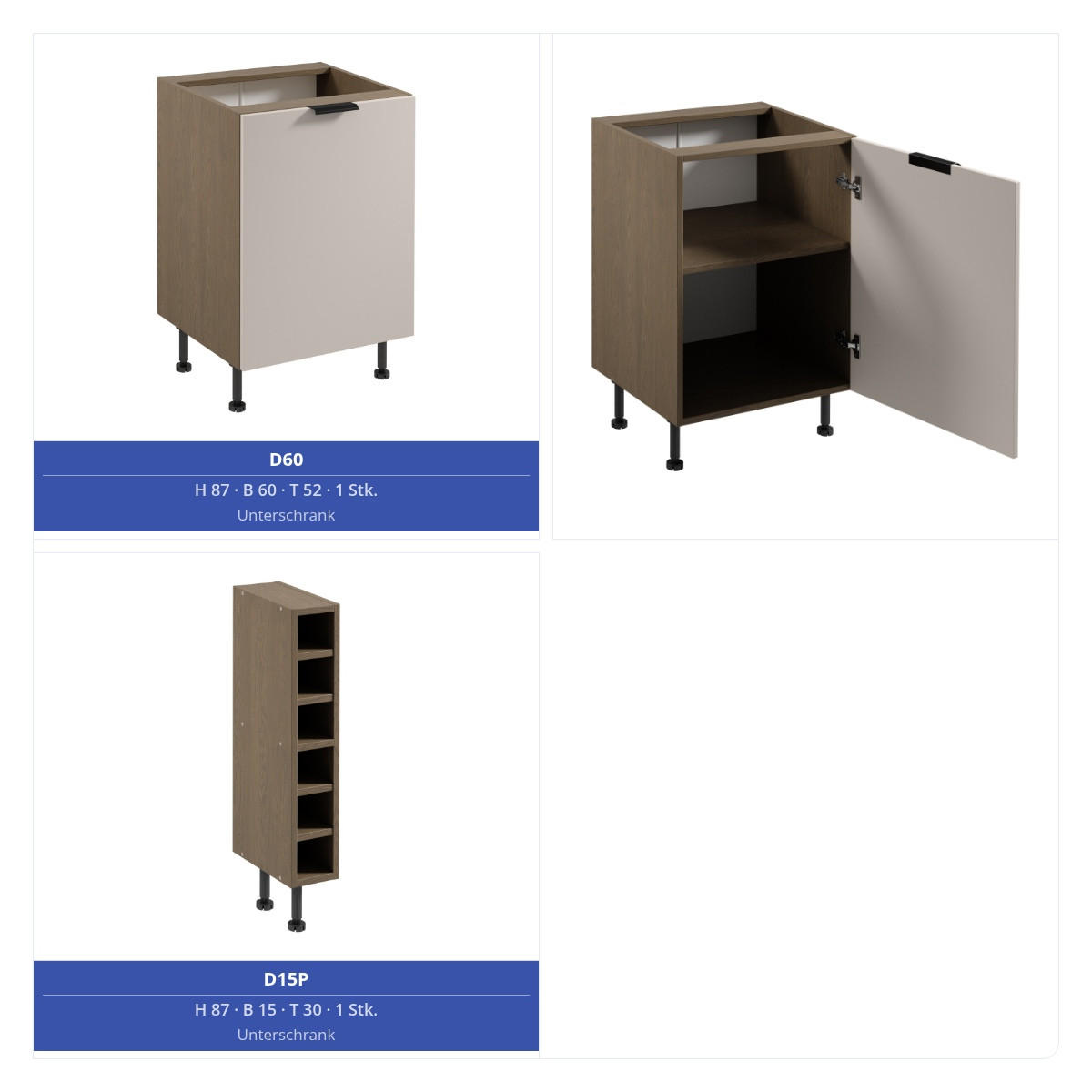 KÜCHENZEILE 315 x 180 cm - Sorento KS14-M315 - in Beige / Dunkle Eiche - Eichefarben/Beige, Holz (495/247/58cm)