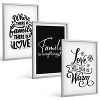 BILDER SET 3er Set - 40x60 cm Silberner Rahmen - Familie, Liebe, Wärme, Zuhause - Silberfarben, Kunststoff (40/60cm) - TULUP