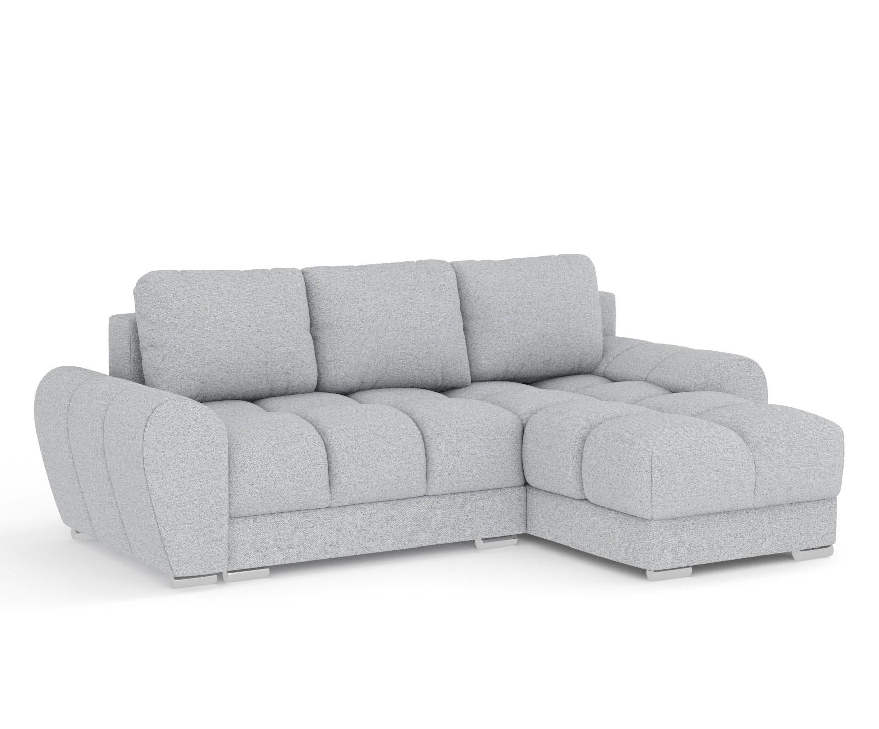 ECKSOFA MIT SCHLAFFUNKTION Peebles Hellgrau Webstoff - Chromfarben/Hellgrau, Holz/Holzwerkstoff (256/175cm) - Maison de Reve