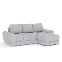 ECKSOFA MIT SCHLAFFUNKTION Peebles Hellgrau Webstoff - Chromfarben/Hellgrau, Holz/Holzwerkstoff (256/175cm) - Maison de Reve