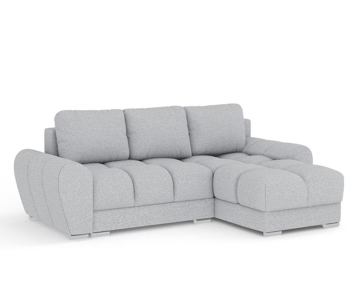 ECKSOFA MIT SCHLAFFUNKTION Peebles Hellgrau Webstoff - Chromfarben/Hellgrau, Holz/Holzwerkstoff (256/175cm) - Maison de Reve