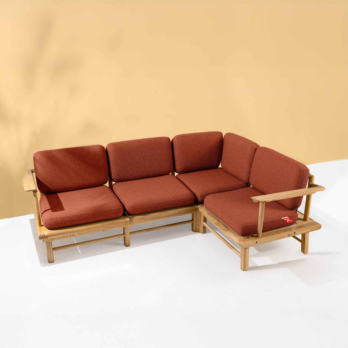 LOUNGESOFA ATREDA rechts - Orange, Holz/Textil (230/74/160cm) - KONSIMO®