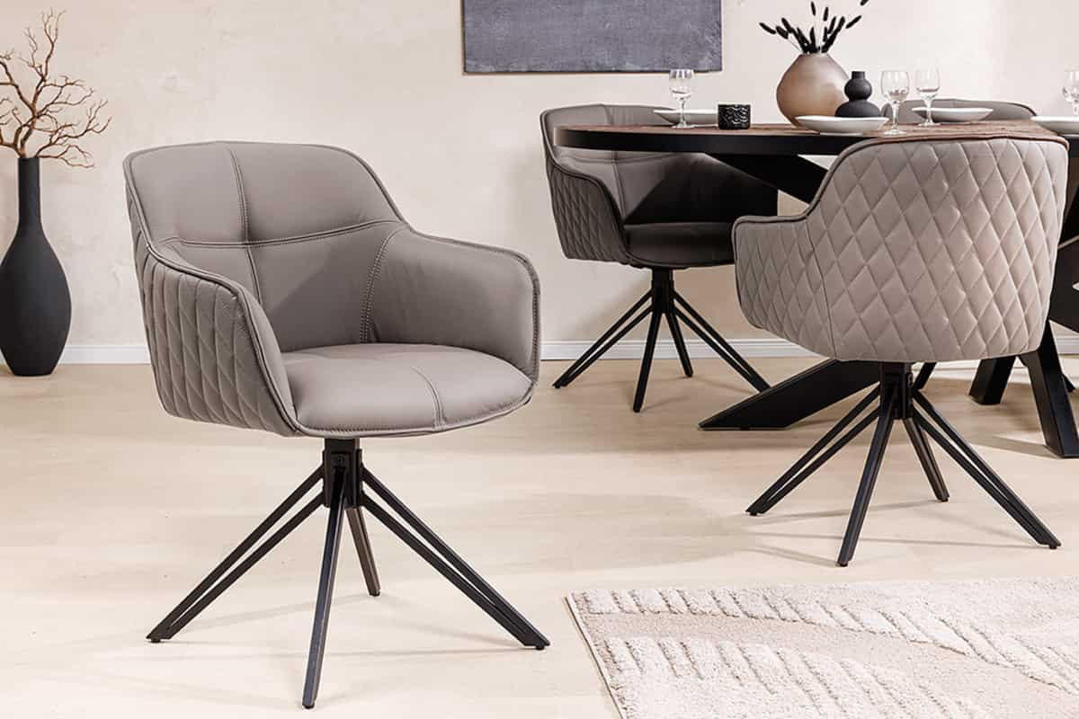 STUHL EUPHORIA Echtleder Taupe 80 cm - Taupe/Schwarz, Leder/Metall (58/82/60cm) - riess-ambiente