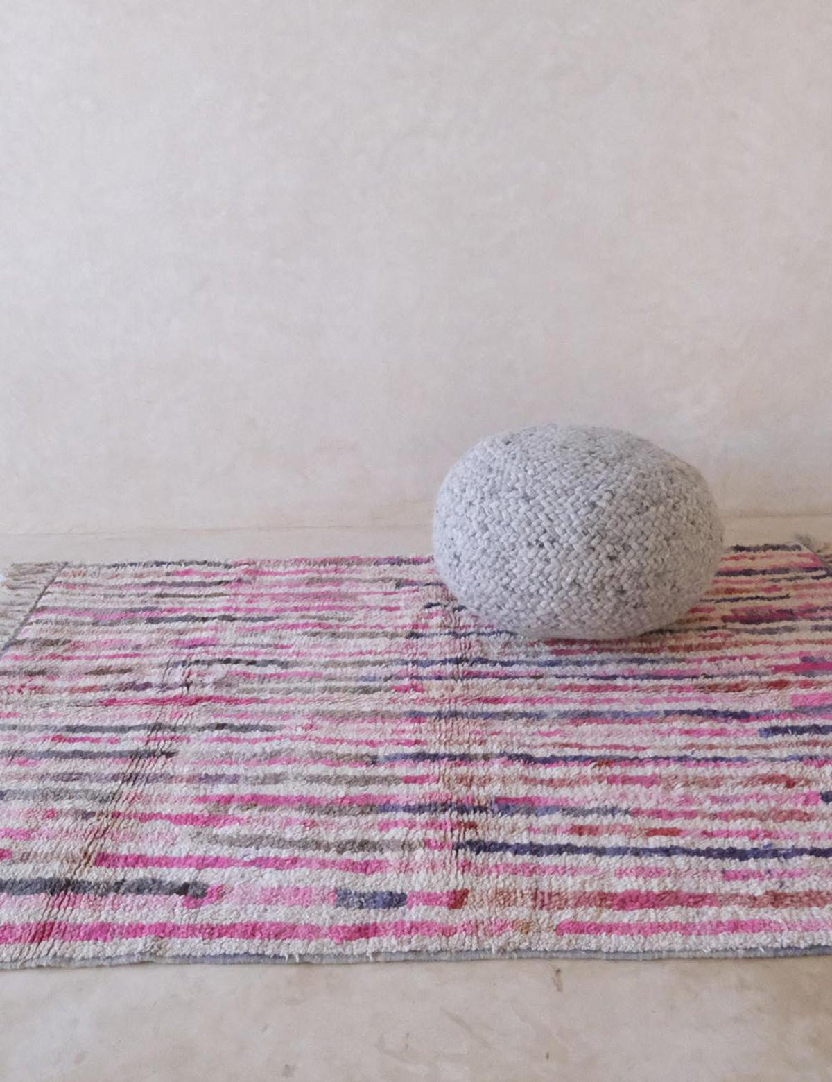 BERBERTEPPICH gestreift handgeknüpft aus Wolle 200x 300 cm - Pink, Naturmaterialien (200/300cm) - AFK Living