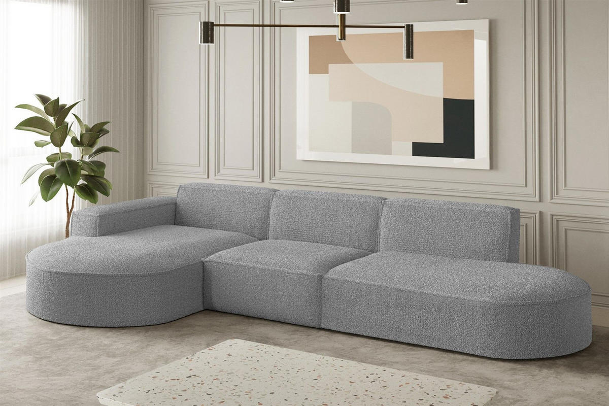 ECKSOFA Ottomane Palma Ascot Bukla - Taupe, Holzwerkstoff/Textil (296/165cm) - Fun Möbel