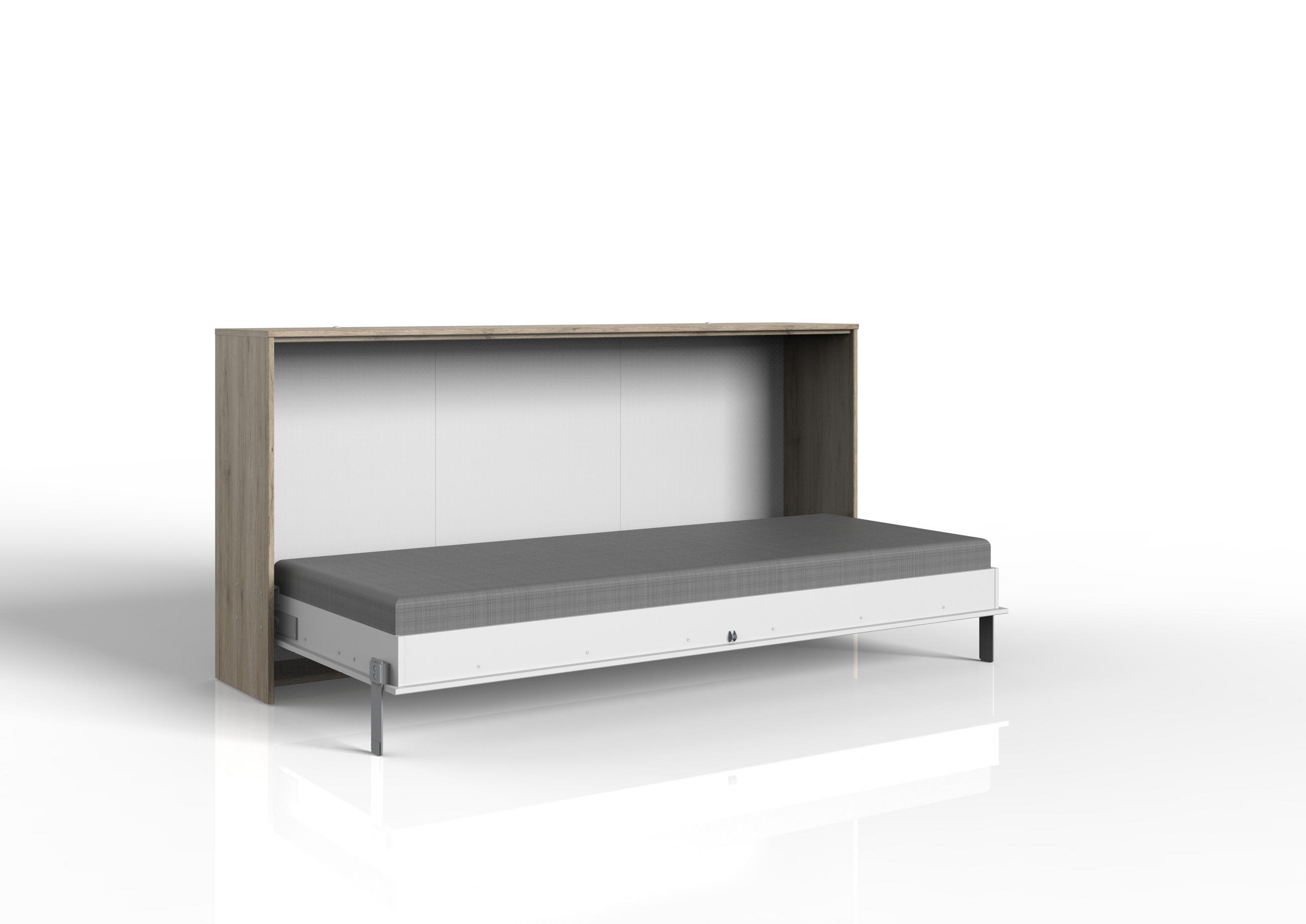 KLAPPBETT Juist in Eiche San Remo und Weiß 90x200cm - Weiß/Braun, Holzwerkstoff (90/190cm)