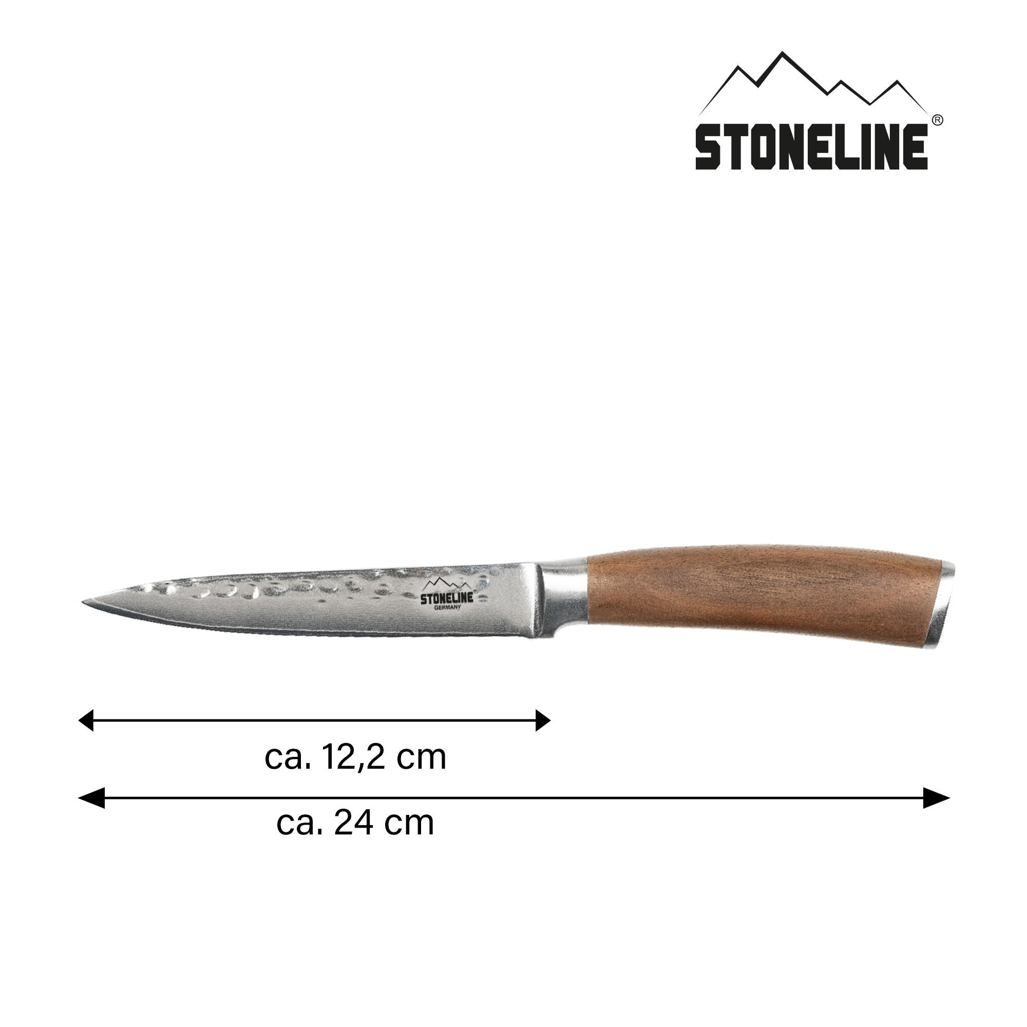 HAMMERSCHLAG DAMASTMESSER ALLZWECK-MESSER - Schwarz, Metall (12cm) - Stoneline