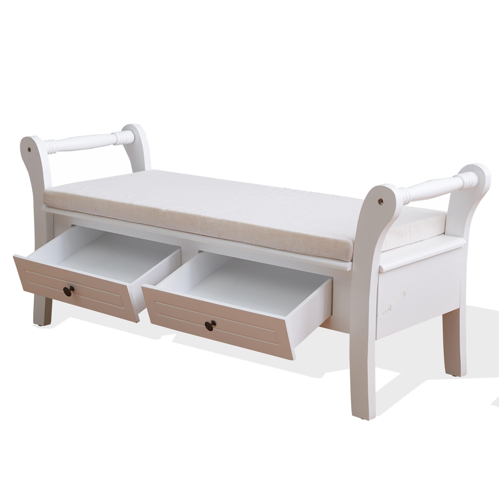 SITZBANK Weiß 40/108/47 cm - Weiß, Holzwerkstoff (40/47/108cm) - Mobili Rebecca