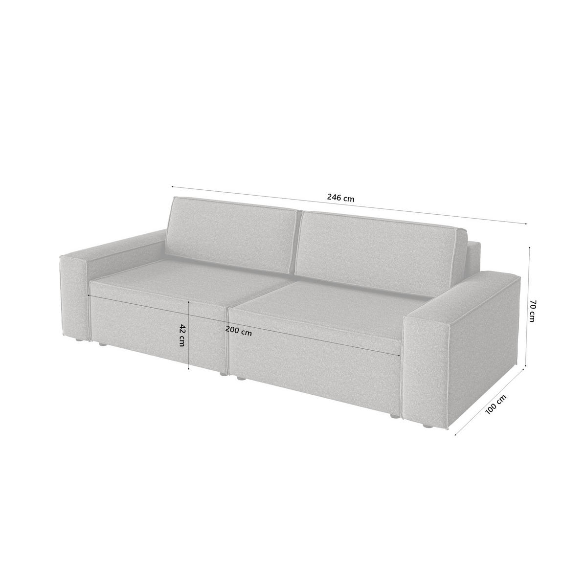 SOFA Lummo Mi mit Schlaffunktion, Graphit - Graphitfarben, Textil (246/70/185cm) - Fedve