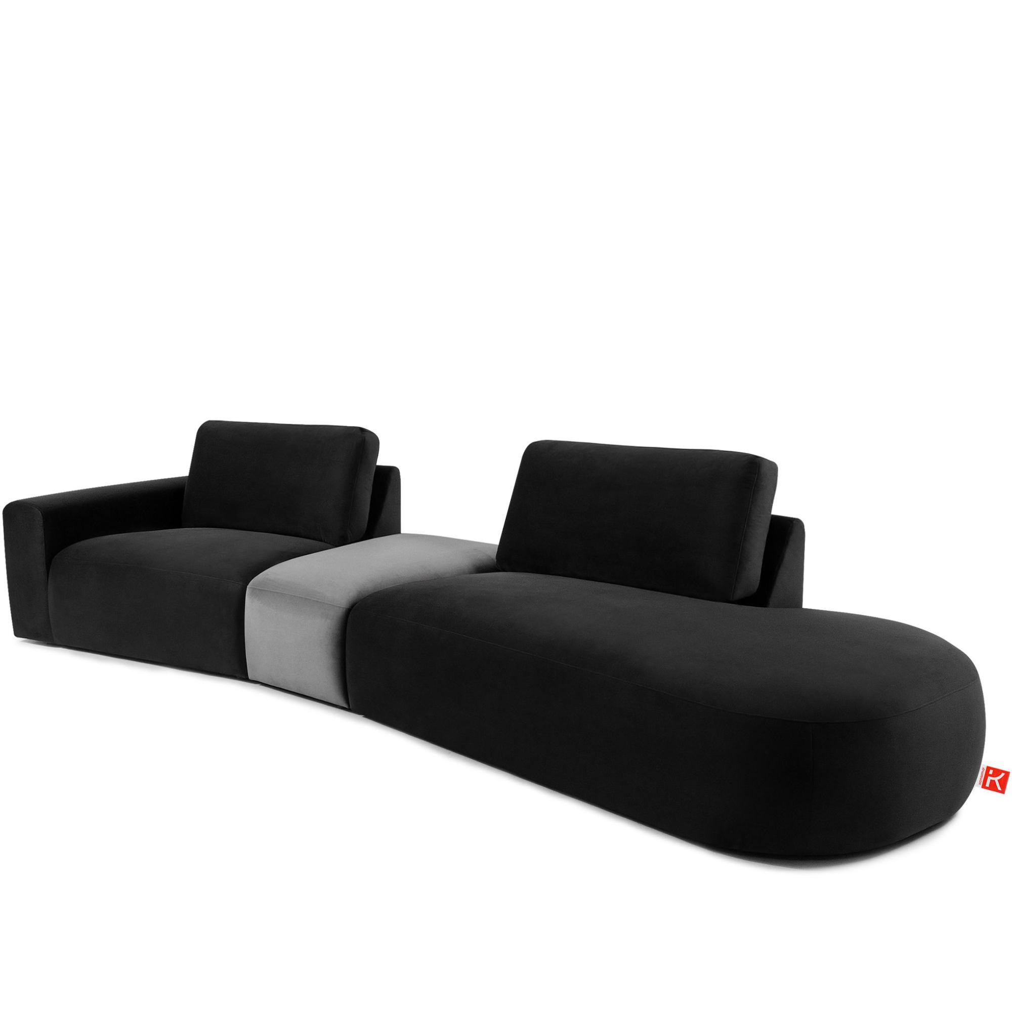 4-SITZER ECKSOFA ZUCCO Velour rechts, Dunkelgrau - Dunkelgrau, Textil (350/84/105cm) - KONSIMO®