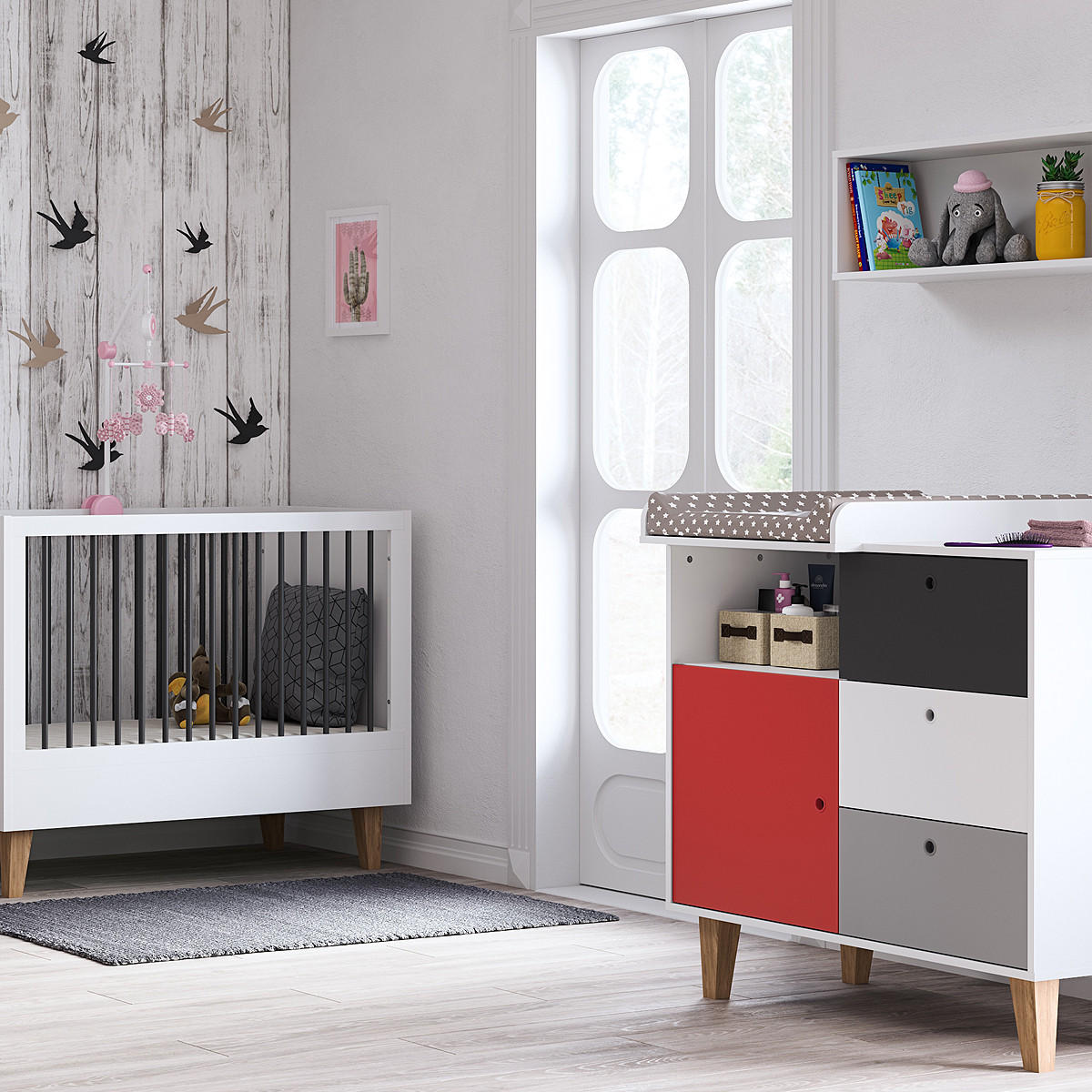 BABYZIMMER 2-teilig rot - Rot, Holzwerkstoff (144.5/97/75cm) - Petits-meubles