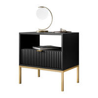 NACHTTISCH CORTADO GOLD S54 SCHWARZ - Schwarz, Holzwerkstoff (54/56/39cm) - Lookway