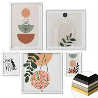 WANDBILDER 5er-Set - 50x50 cm & 20x30 cm & 40x60 cm Weißer Rahmen - Abstrakte Pflanzenformen - Weiß, Kunststoff (40/60cm) - ArtPrintCave