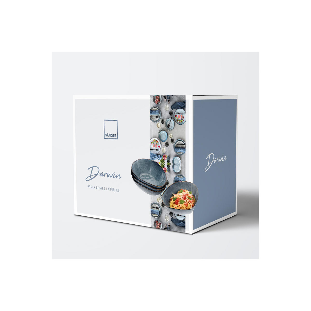 PASTATELLER SET DARWIN - 4 teilig aus Steingut - Blau, Keramik (24cm) - Sänger
