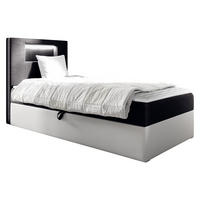 BOXBETT Gold Junior 1, Seite zum Öffnen des Bettkastens: Links - Schwarz/Weiß, Holz (100/200cm) - MIRJAN24
