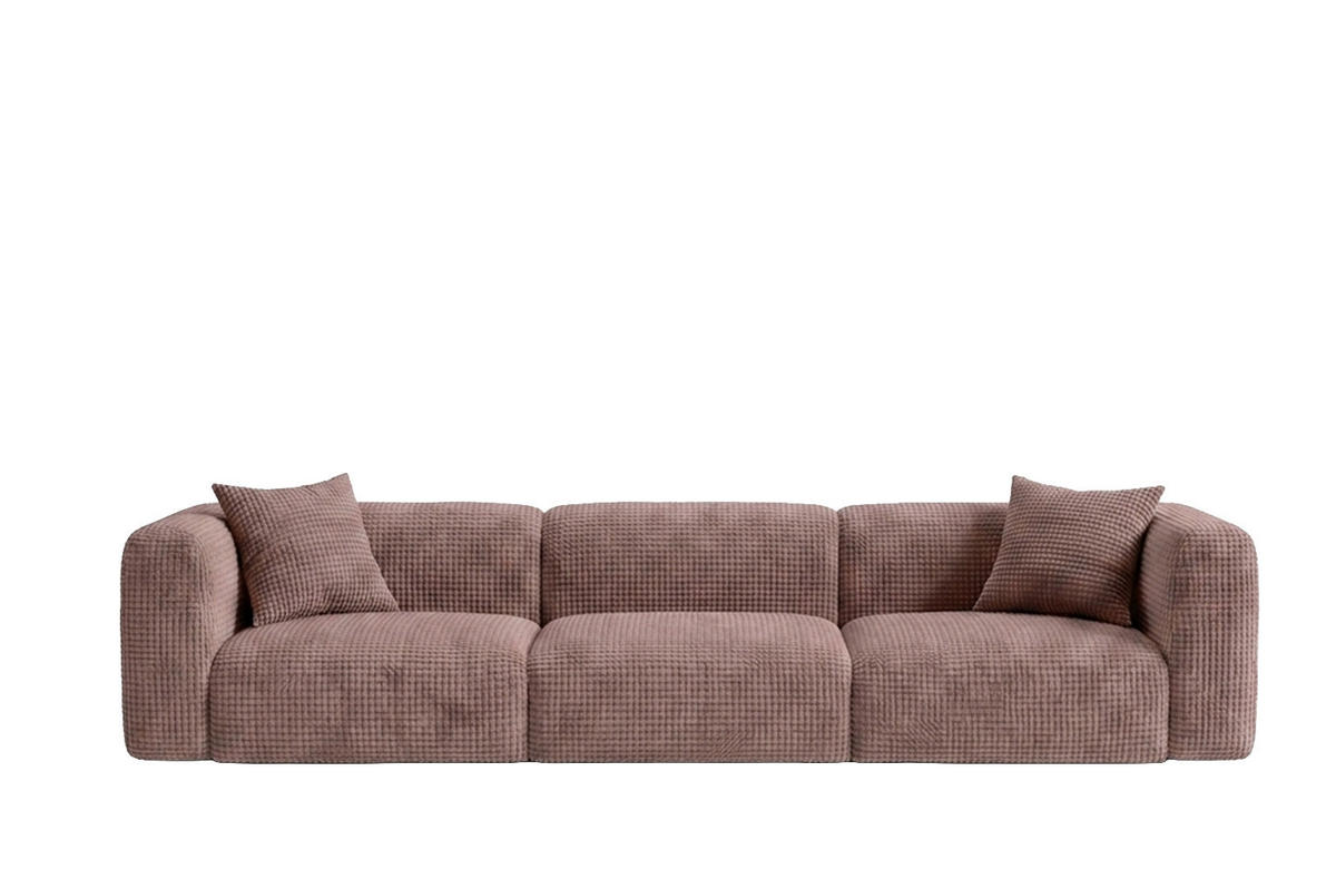 SOFA 3-Sitzer, Chenille-Stoff Cremona, Taupe, GRETA - Taupe, Holz (319/70/89cm) - Kaiser Möbel