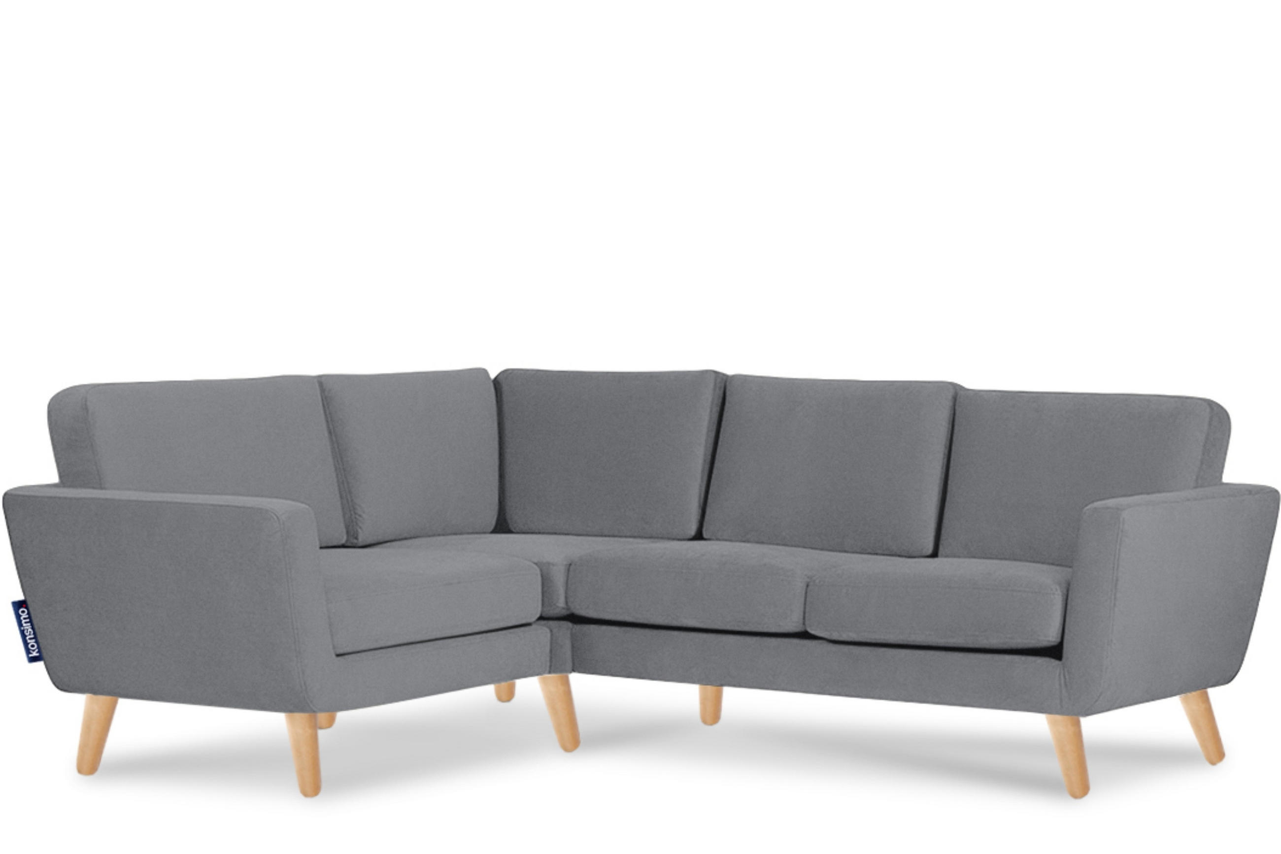ECKSOFA-LINKS TAGIO 3/4 Sitzer, grau - Braun/Grau, Buchenholz/Textil (220/181cm) - KONSIMO®