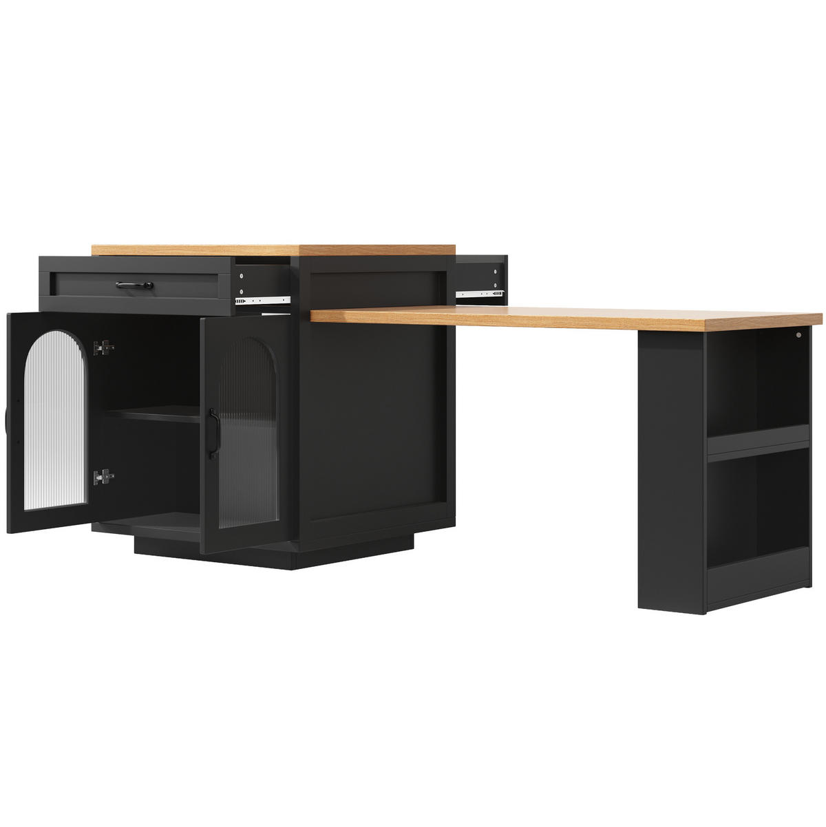 BUFFETSCHRANK 120/45/188 cm mit LED-Beleuchtung, Steckdosen, USB und Weinregal aus MDF und Glas, Antikgrün - Dunkelgrün, Holzwerkstoff (120/188/45cm) - Redom