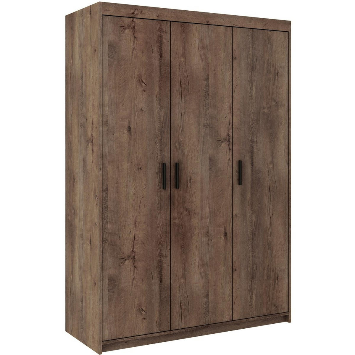 DREHTÜRENSCHRANK Elena mit 3 Türen, ohne Spiegel, Eiche Lefkas - Eichefarben, Holzwerkstoff (130/190/53cm) - Beautysofa