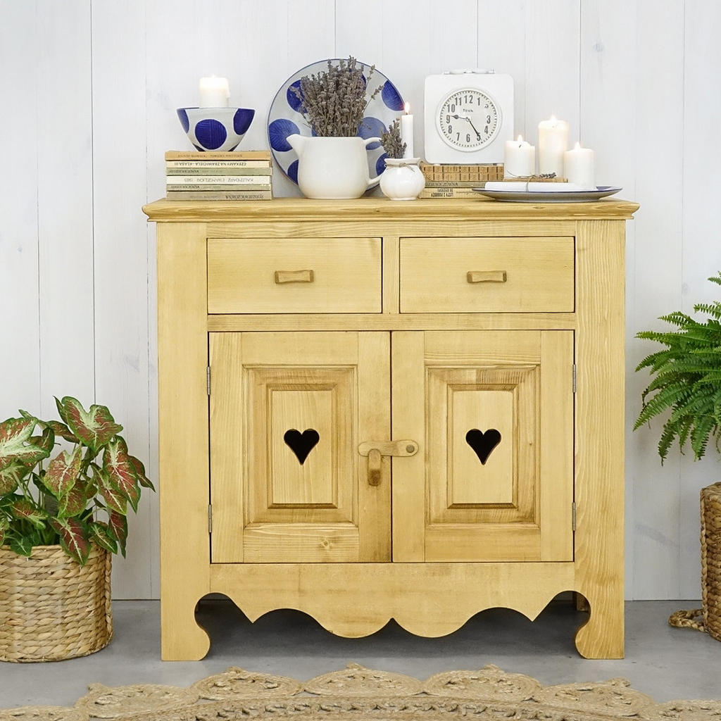 Thumbnail - Seart Kommode, Honig, Holz, Echtholz,Fichte, 2 Schubladen, 90x85x46 cm, Wohnzimmer, Kommoden & Sideboards, Kommoden