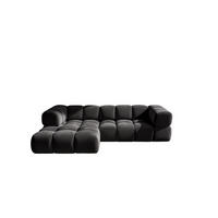 ECKSOFA L-Form Averro, stoff Bluvel, Schwarz, Links - Schwarz, Holz (280/150cm) - Kaiser Möbel