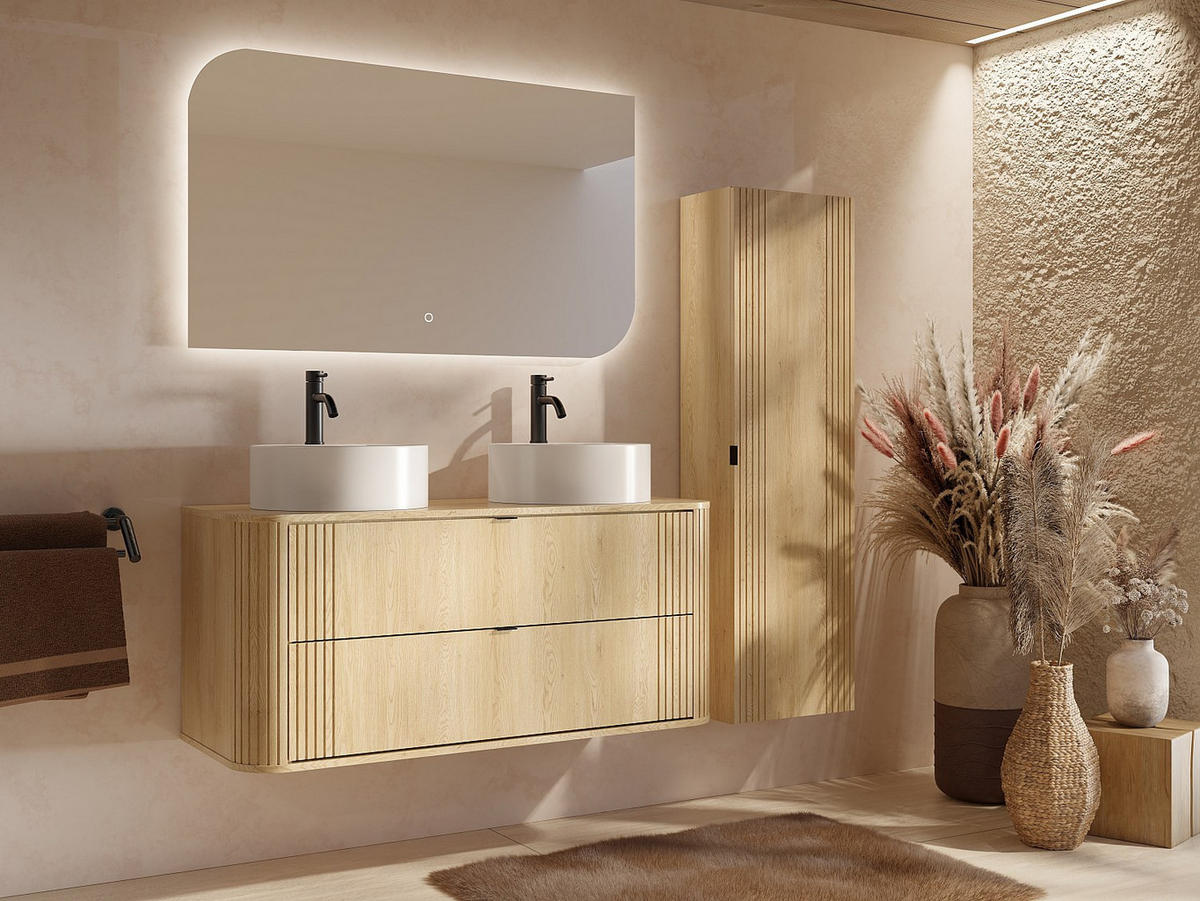 BADSCHRANK - 40 cm x 26.6 cm - Holz, Platte, Holz, Platte - Naturfarben Hell - FILOR - Naturfarben, Holz (40/140/26.6cm) - Vente-Unique