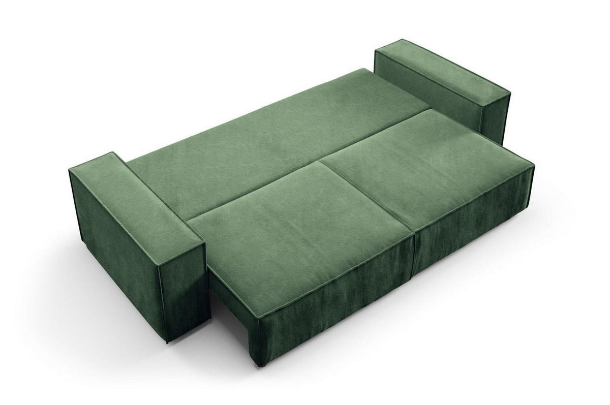 SCHLAFSOFA mit Bettkasten Grün - Grün, Textil (255/88/102cm) - Furnisell