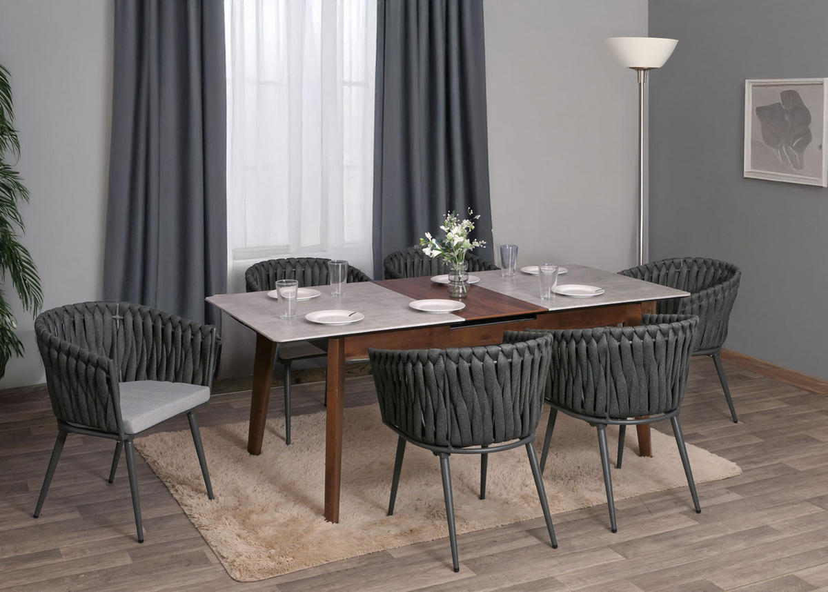 ESSZIMMERSTUHL Dunkelgrau, Hellgrau 2er-Set - Dunkelgrau/Hellgrau, Textil (61/82/57cm) - MCW