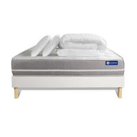 BETT Actiflex touch Taschenfederkern 200 x 200 cm h1 - Kit Bettgestell Weiß - Mit Kissen und Bettdecke - Beige/Weiß, Karton/Holz (200/200cm) - ACTISOM
