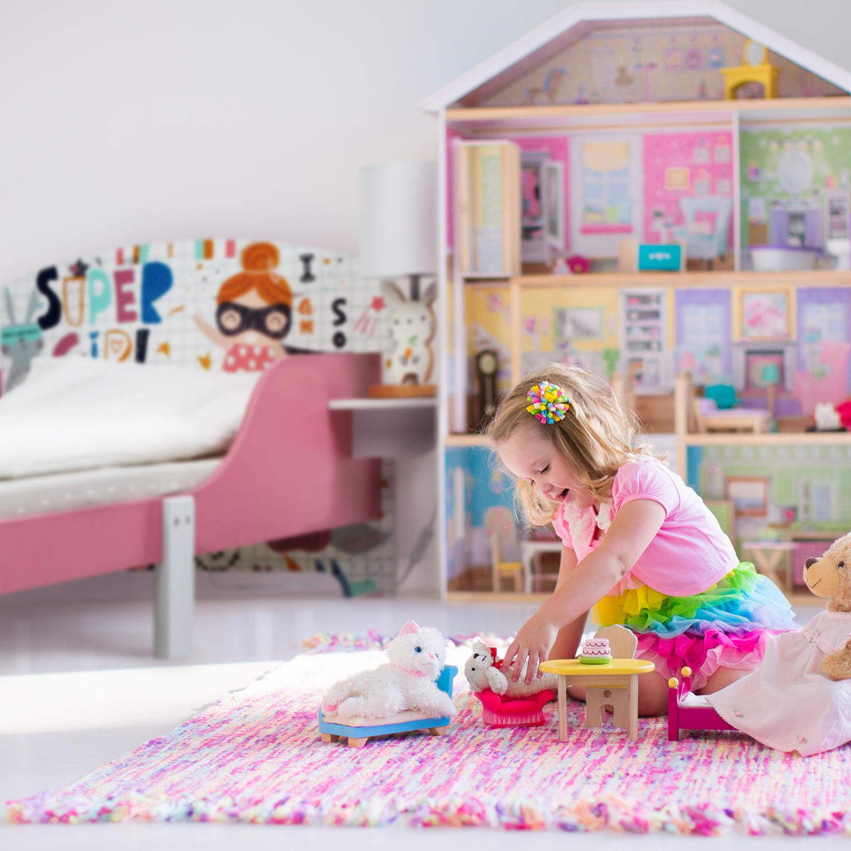 KINDERBETT - Multicolor, Holz/Holzwerkstoff (94/60/143cm) - Relaxdays