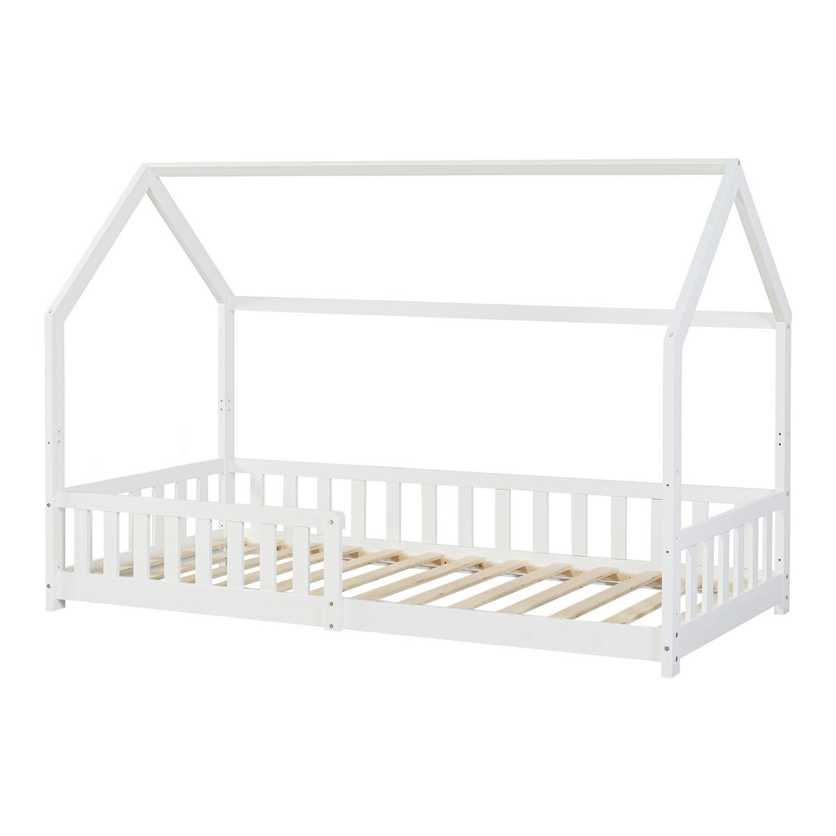 HAUSBETT Ydre mit Matratze - Weiß, Holz (90/200cm) - [en.casa]