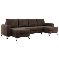 WOHNLANDSCHAFT AXEL U Velvet Braun - Schwarz/Braun, Textil/Metall (312/90/140cm) - MKS