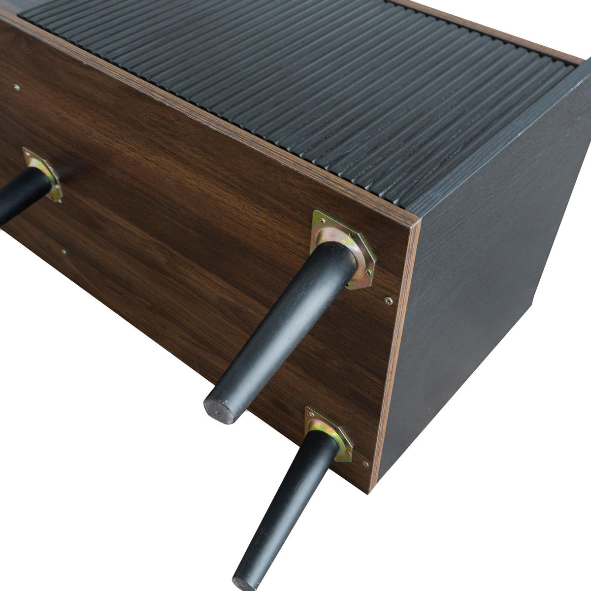 LOWBOARD Schwarz und Holzfarbe 160/40/58 cm - Schwarz, Holzwerkstoff (160/58/40cm) - PANGIVO