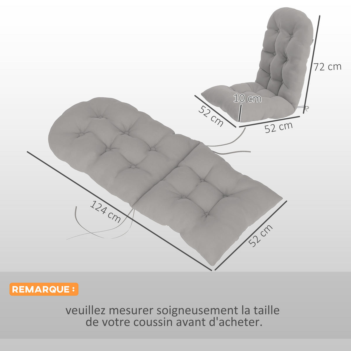 STUHLKISSEN DE-17723 Hellgrau - Hellgrau, Textil (124/52/10cm) - ComfortXL