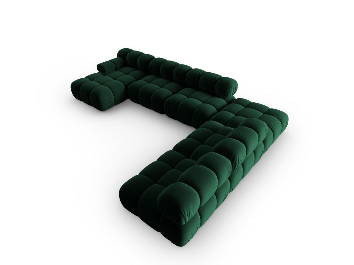 MODULARES-PANORAMASOFA rechts Bellis aus Samt flaschengrün 7 Sitzplätze - Grün, Textil (282/63/379cm) - Micadoni