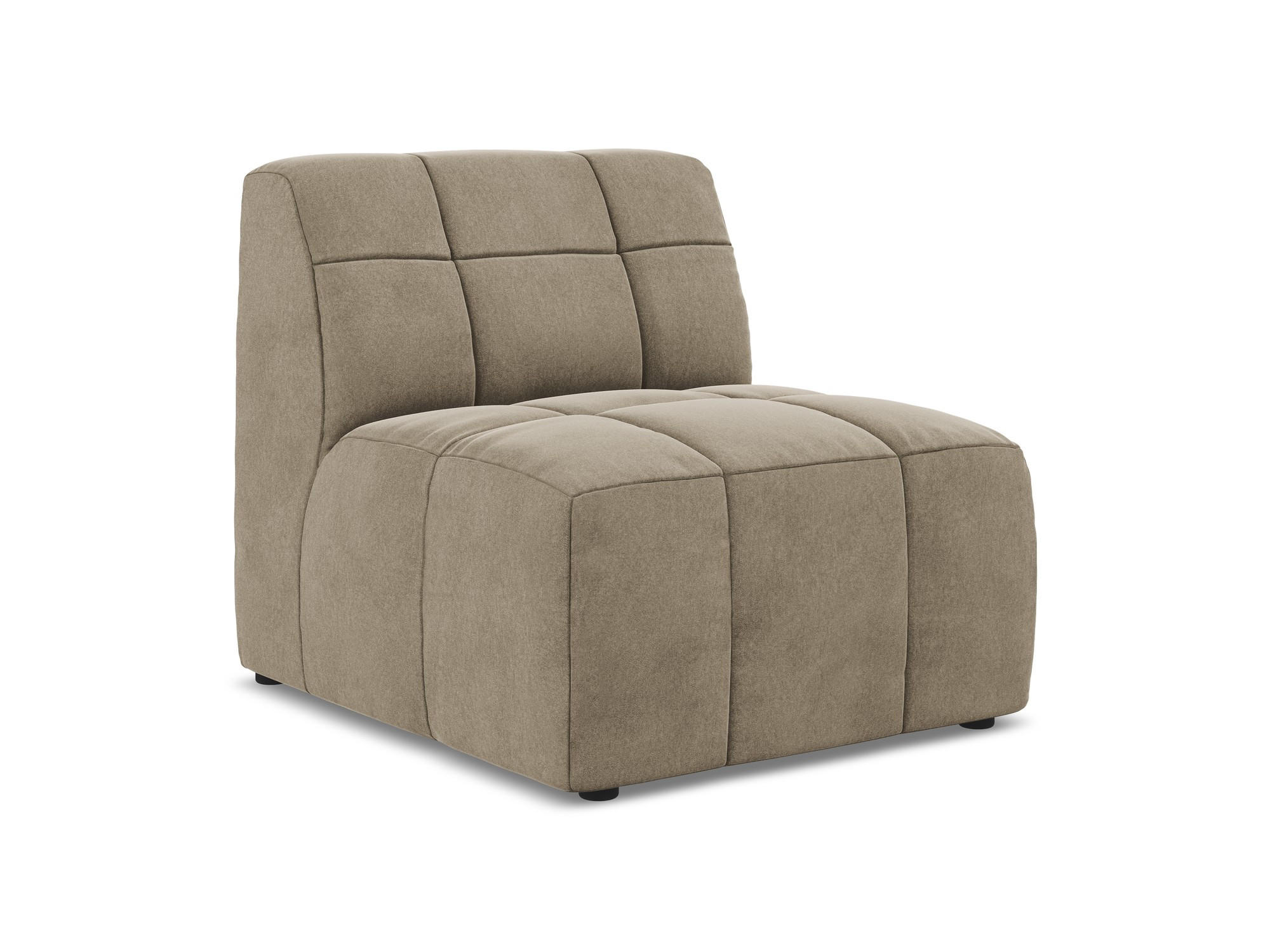 SOFAELEMENT Samt Stoff Beige - Beige/Schwarz, Holzwerkstoff/Kunststoff (75/77/90cm) - Makamii