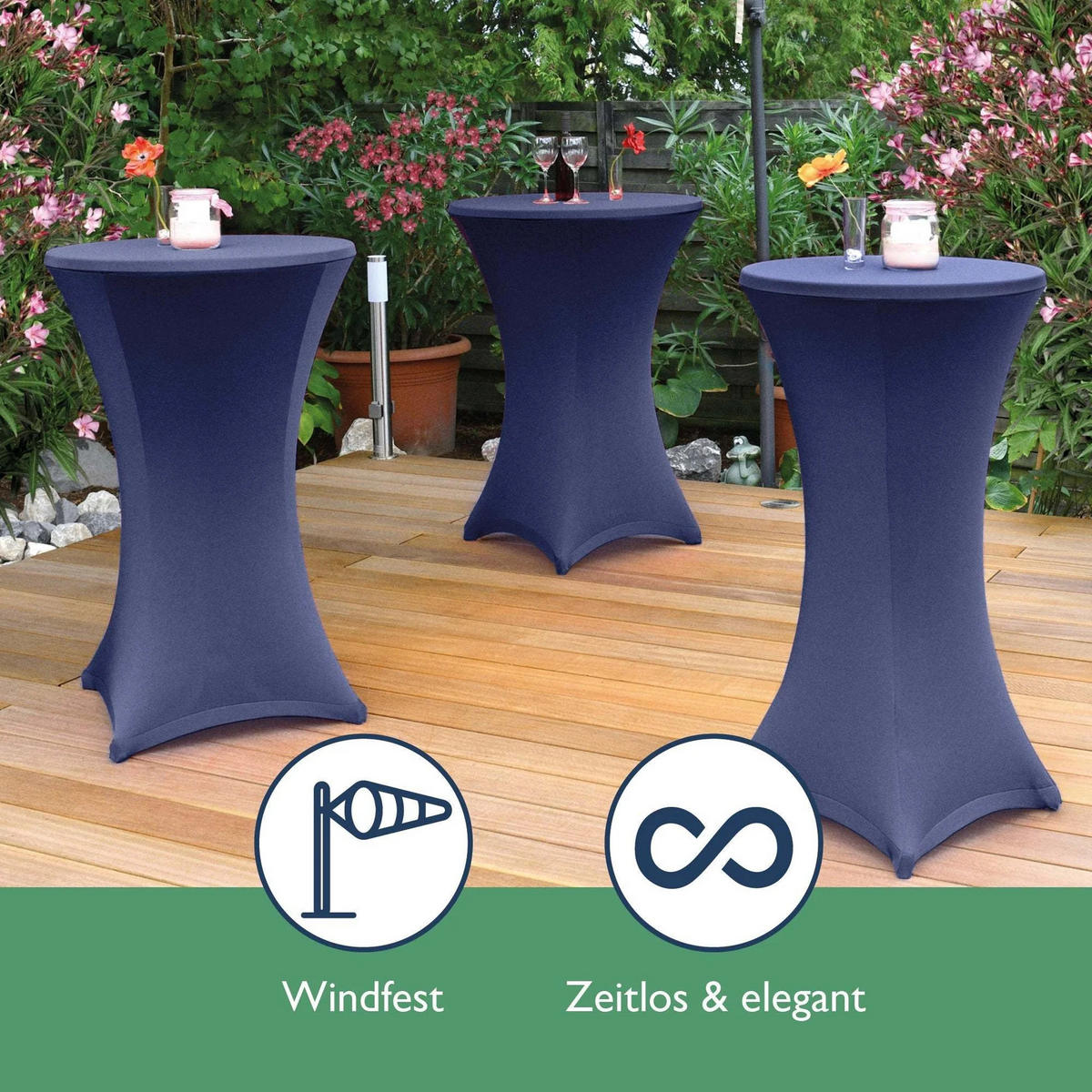 STEHTISCH Bellini Ø 70cm Grau mit Stella Stehtischhusse Ø 70cm Blau - Blau, Metall (70/70/110cm) - Beautissu 