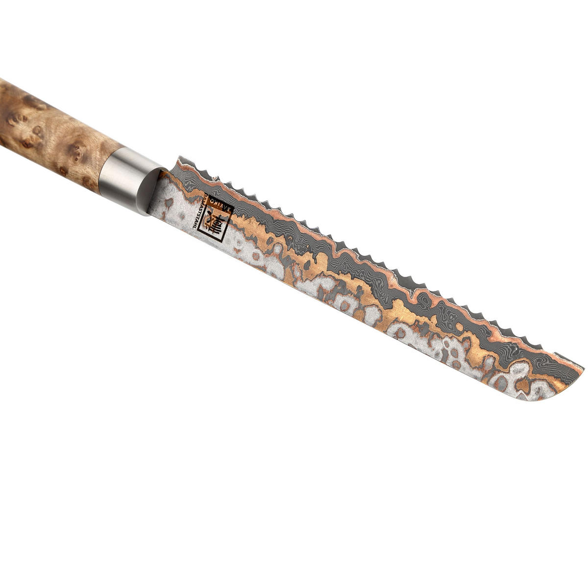 BROTMESSER 20 cm WELLENSCHLIFF - Ahornfarben, Holz/Metall (34cm) - Zayiko