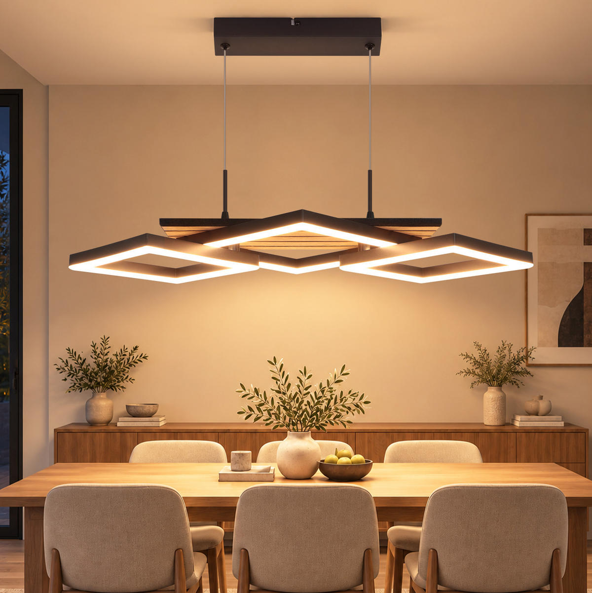 LED PENDELLEUCHTE Vespric 58/31/141 cm - Schwarz, Kunststoff/Metall (58/31/141cm) - ZMH