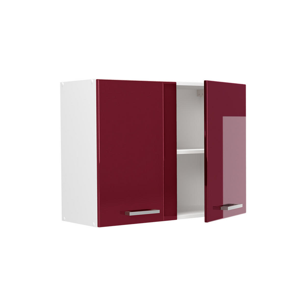 KÜCHENGLASSCHRANK R-Line, Rot Hochglanz/Weiß, 80 cm - Rot/Weiß, Holzwerkstoff (80/60/31cm) - Vicco