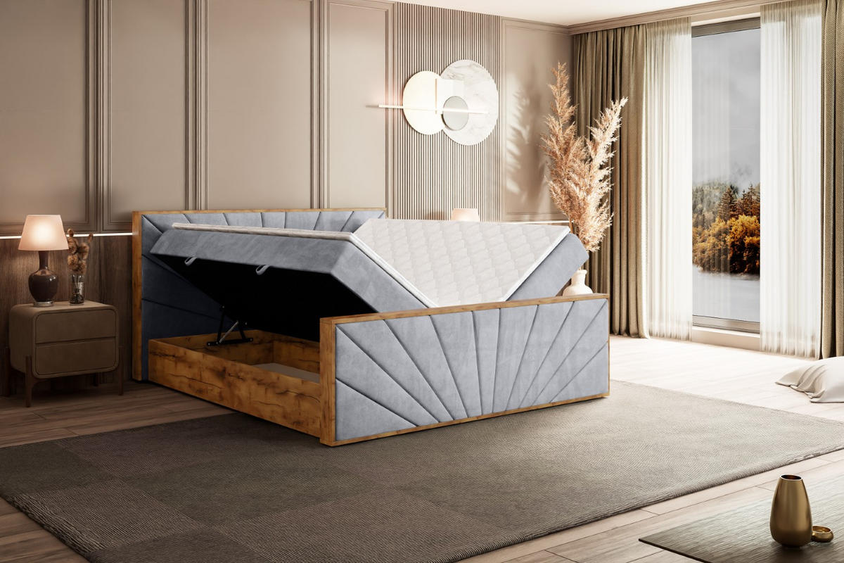 BOXBETT mit Matratze H3 und Lattenrost - LOLLI6-Z - 140x200 - Grau Monolith - Grau, Holzwerkstoff (140/200cm) - ALTDECOR